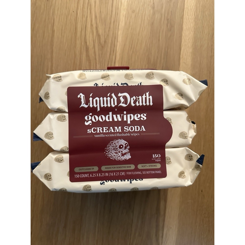 goodwipes x Liquid Death sCream Soda Flushable Butt Wipes 3pk 150ct New